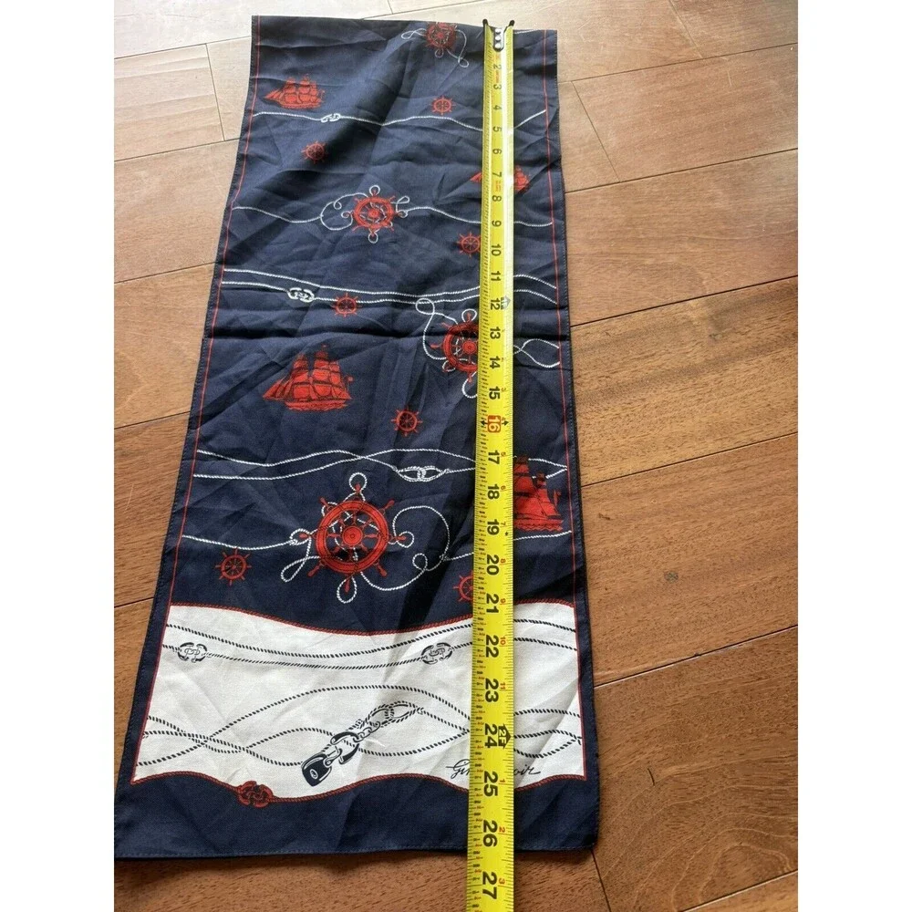 Gim Renoir Nautical‎ Rectangle Scarf 55” x 11” Blue White Red